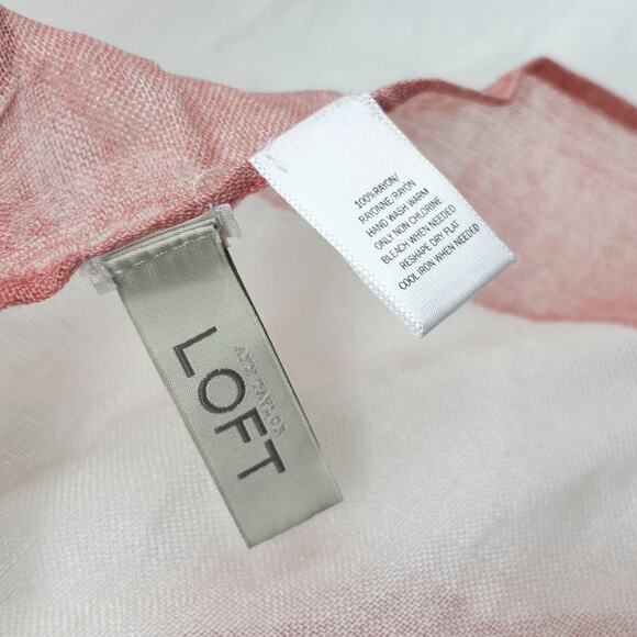 LOFT Flamingo Print Scarf Pink White Square Wrap 50x52 100% Rayon Summer Boho - Picture 4 of 4